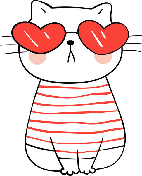 Cute Cat with Heart Glasses